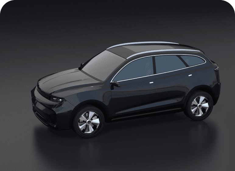 Sleek black luxury SUV with tinted windows and red brake calipers.