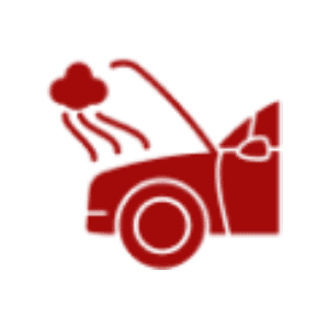 Red engine overheating alert symbol