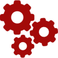 Mechanical gears illustration in red and black