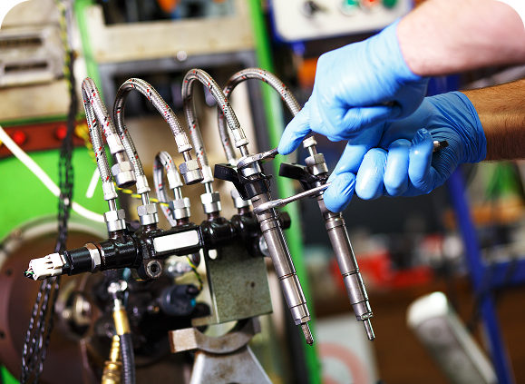 Technician repairing automotive components